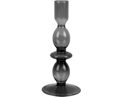 2x Present Time Candle Holder Glass Art Bubbles Medium Black