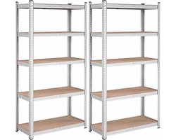 2x Profeco Heavy Duty opbergrek 180x90 cm - RVS stellingkast - 10 planken - Draagvermogen 175 kg per plank - Totaal 1750 kg - Opbergkast garage & schuur