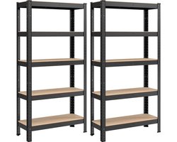 2x Profeco Heavy Duty opbergrek 180x90 cm - Zwarte stellingkast - 10 planken - Draagvermogen 175 kg per plank - Opbergkast garage & schuur