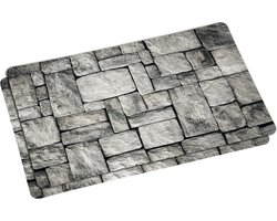 2x Rechthoekige placemats grijze stenen print 28 x 43 cm - Placemats/onderleggers - Keukenbenodigdheden - Tafeldecoratie