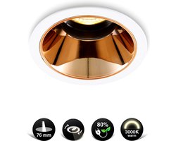 2x Rosé Gouden LED Inbouwspot met Witte Rand - 5W - 3000K Warm Wit - Glimmende Reflector - Kantelbaar - ⌀83mm - Energiezuinig