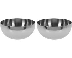 2x Salade schaal RVS - Serveerschalen/schalen RVS 24 cm
