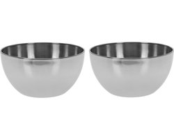 2x Salade schaaltjes RVS - Serveerschalen/schalen RVS 13 cm