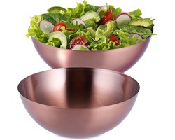 2x saladeschaal - slakom Ø 23,5 cm - ovaal - keukenschaal rvs - mengkom - koper