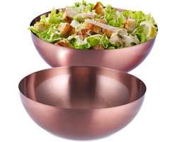 2x saladeschaal - slakom Ø 31,5 cm - ovaal - keukenschaal rvs - mengkom - koper