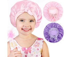 2x Satijnen Slaapmutsjes voor Haar, Verstelbaar Nachtmutsje voor Baby, Peuter en Kind