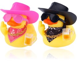 2x Schattige Mini Rubberen Eendjes voor Auto Dashboard en Decoratie met Accessoires