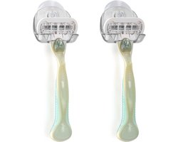 2x Scheermeshouder met Zuignap - Geschikt voor Glas en Tegels - Transparante Houder