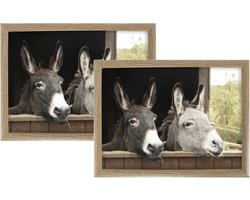 2x Schootkussens/laptrays ezels print 43 x 33 cm - Schoottafels - Dienbladen voor op schoot ezels