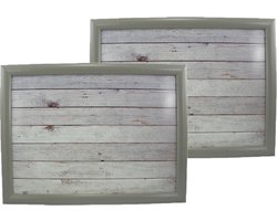 2x Schootkussens/laptrays steigerhout print 43 x 33 cm - Schoottafels - Dienbladen voor op schoot