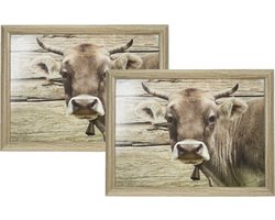 2x Schootkussens/laptrays Zwitserse koe print 43 x 33 cm - Schoottafels - Dienbladen voor op schoot