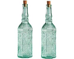 2x Sierlijke decoratie flessen met kurk - glazen deco fles - Home/Deco - Woonaccessoires