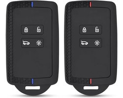 2x Siliconen Auto Sleutelhoesje voor Renault 4 Knoppen - Geschikt voor Clio Megane Kadjar Koleos Twingo - Duurzame Bescherming Rood/Blauw