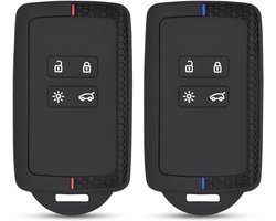 2x Siliconen Auto Sleutelhoesje voor Renault 4 Knoppen - Geschikt voor Clio Megane Kadjar Koleos Twingo - Duurzame Bescherming Rood/Blauw