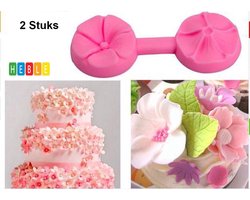2x Siliconen Bloemvorm_Voor Taart-/Cupcake-/Cake-Decoratie: Fondant/Marsepein/Chocolade/Zeep Roosje Mal Rond - van Heble®