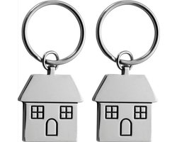 *** 2x Sleutelhanger Nieuw Huis - Huisje 7 cm - Sleutelhangers - Samenwonen Housewarming Cadeaus - Personaliseer je Sleutelbos!"