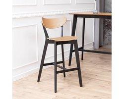 2x Sohome Barkruk Kennita (zithoogte 77cm) - Zwart / Naturel