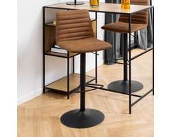 2x Sohome Draaibare Barkruk Cassidee PU - Cognac (zithoogte 60.5-82cm)