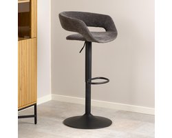 2x Sohome Draaibare Barkruk Larell Chenille - Donkergrijs (zithoogte 59-80cm)
