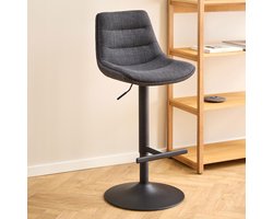 2x Sohome Draaibare Barkruk Mathaniel - Donkergrijs (zithoogte 65-86cm)