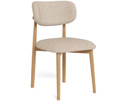 2x Sohome Eetkamerstoel Marland Bouclé en eikenhout - Beige