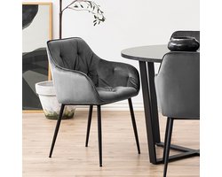 2x Sohome Eetkamerstoel Otto Velvet - Dark Grey