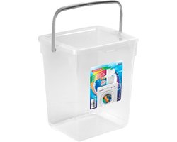2x stuks afvalbakken/opslagboxen/emmers kunststof met deksel transparant 5 liter 20 x 17 x 23 cm - Afvalbak