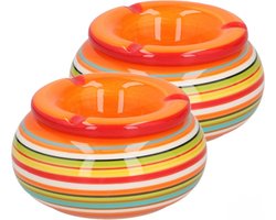 2x stuks asbak in mooie oranje kleuren combinatie11 cm