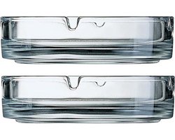 2x Stuks asbakken 10,5 cm transparant glas - Tafel asbakken