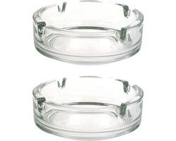 2x Stuks asbakken 10,5 x 3,5 cm transparant glas - Tafel asbak