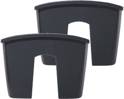 2x stuks balkon railing opzet plantenbakken/bloembakken kunststof 24 x 28 x 20 cm antraciet grijs kleur voor buiten