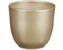 2x stuks bloempot goud keramiek voor kamerplant H11 x D12 cm - Mica Decorations plantenpotten