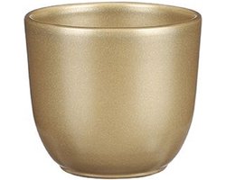 2x stuks bloempot goud keramiek voor kamerplant H9 x D10 cm - Mica Decorations plantenpotten