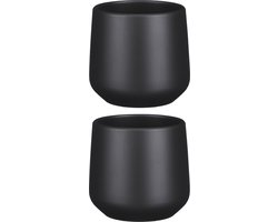 2x stuks bloempot mat antraciet grijs keramiek voor kamerplant H13.5 x D14 cm - Mica Decorations plantenpotten