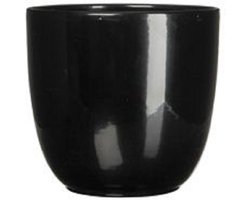 2x stuks bloempot zwart keramiek voor kamerplant H11 x D12 cm - Mica Decorations plantenpotten