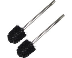2x stuks buemag wc-borstel/toiletborstel - zwart/zilver - 36 cm - van rvs - toiletgarnituur