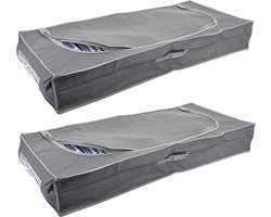 2x stuks dekbed/kussen opberghoezen grijs met venster 105 x 45 x 16 cm - Opberghoezen - Beschermhoezen - Dekentassen - Kussentassen