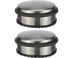 2x stuks deurstoppers rond metaal 10 x 4 cm - Deurstop/deurvastzetter