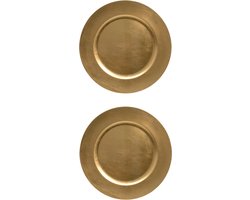 2x stuks diner borden/onderborden goud glimmend 33 cm - Diner/kerstdiner borden/onderborden/dinerborden