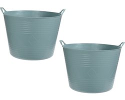 2x stuks flexibele kuip emmers/wasmanden rond mint groen 43 liter - Opbergmanden