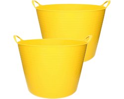 2x stuks flexibele kuip emmer/wasmand rond geel 43 liter - Opbergmanden