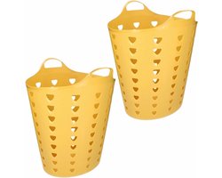 2x stuks gele opbergmanden flexibel 60 liter - 47 x 50 cm