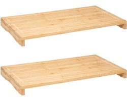 2x Stuks grote snijplank rechthoek 52 x 28 cm van bamboe hout - Serveerplank - Broodplank