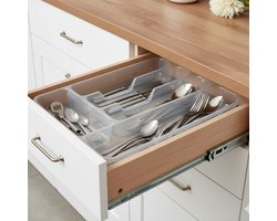 2x stuks hega hagor bestekbak - bestekhouders - 5-vaks - parel wit - 34 x 25 x 4 cm - keuken opberg accessoires