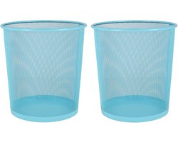 2x stuks kantoor prullenbakken/papiermanden 12 liter blauw - Papier afvalbakken