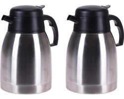 2x stuks koffie/thee thermoskannen RVS 1500 ml - Isoleerkannen voor warme / koude dranken