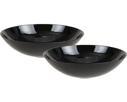 2x stuks kunststof decoratie schalen zwart - Tafeldecoratie schalen - Woonaccessoires