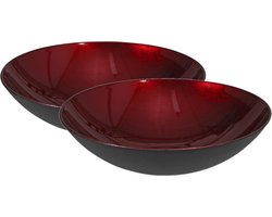 2x stuks kunststof decoratie schalen/fruitschalen rood - Tafeldecoratie schalen - Woonaccessoires