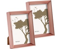 2x stuks kunststof fotolijst koper geschikt voor een foto van 10 x 15 cm
