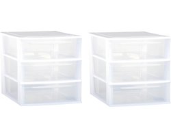 2x stuks ladenkast/bureau organizers wit stapelbaar A4 met 3x lades L36 x B26 x H28 cm - Ladenblokken